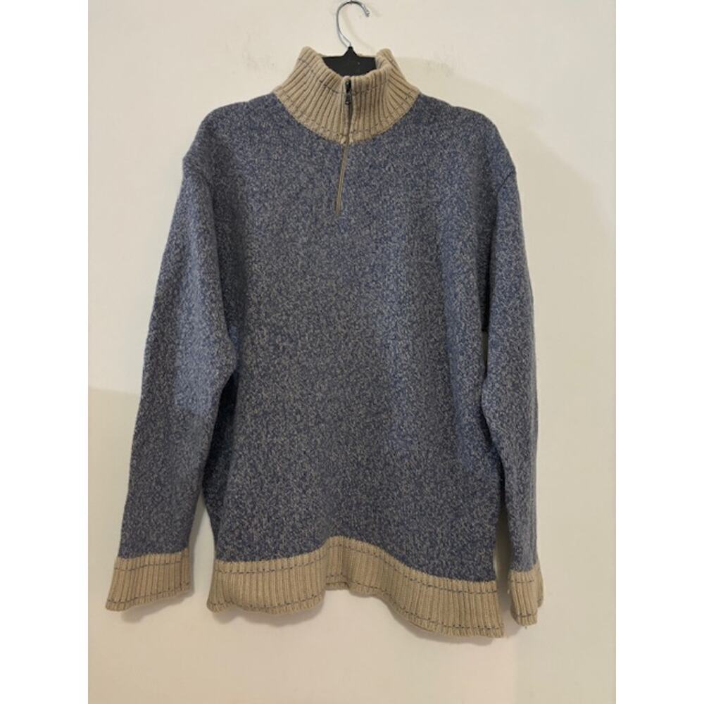 Castle of Ireland Wool Blend Sweater Pullover Quarter Zip Mens Size Large Preppy